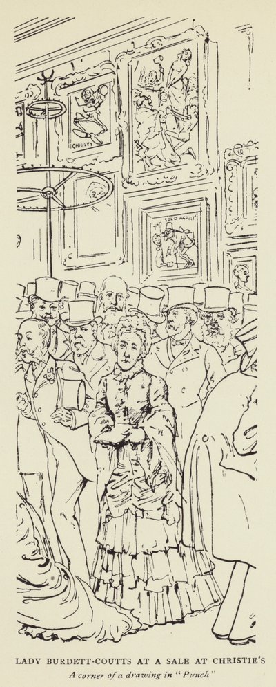 Lady Burdett-Coutts em uma venda em Christies de Harry Furniss