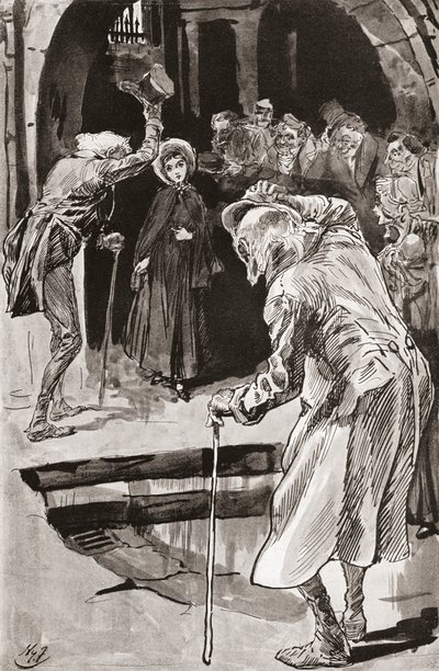 O pequeno Dorrit. Ilustração de Harry Furniss para o romance de Charles Dickens Little Dorrit, de The Testimonial Edition, publicado em 1910. de Harry Furniss