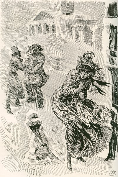 Martha a Vagabunda. Ilustração de Harry Furniss para o romance de Charles Dickens David Copperfield, de The Testimonial Edition, publicado em 1910. de Harry Furniss