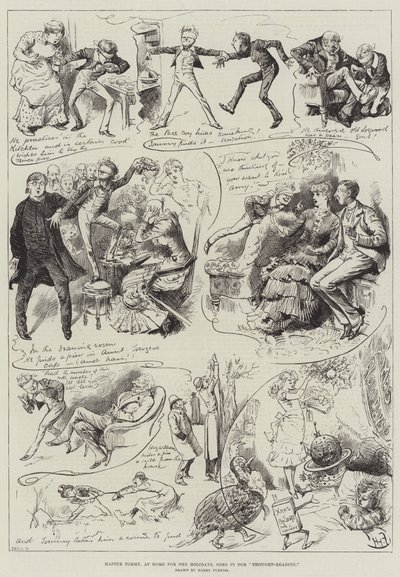 Mestre Tommy, em casa para as férias, entra para a leitura do pensamento de Harry Furniss