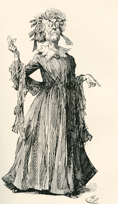 A tia do Sr. F. Ilustração de Harry Furniss para o romance de Charles Dickens Little Dorrit, de The Testimonial Edition, publicado em 1910. de Harry Furniss