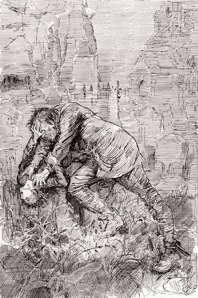 A luta de Pip com o condenado fugitivo. " de Harry Furniss