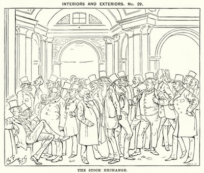 Soco cartoon: A Bolsa de Valores (gravura) de Harry Furniss