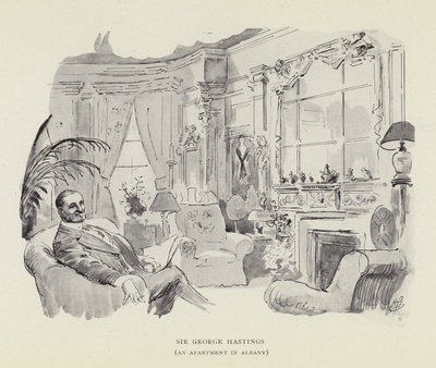 Sir George Hastings, um apartamento em Albany de Harry Furniss