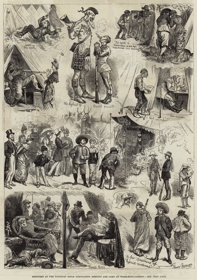 Esboços no Encontro da Associação Nacional do Rifle e Acampamento em Wimbledon-Common de Harry Furniss