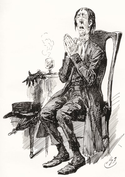 Stiggins. Ilustração de Harry Furniss para o romance de Charles Dickens The Pickwick Papers, de The Testimonial Edition, publicado em 1910. de Harry Furniss