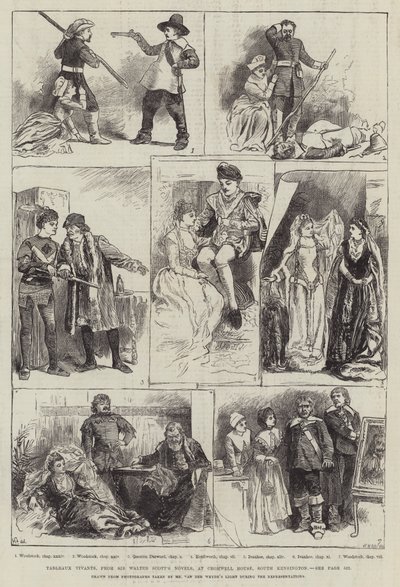 Tableaux Vivants de Novelas de Sir Walter Scott, em Cromwell House, South Kensington de Harry Furniss