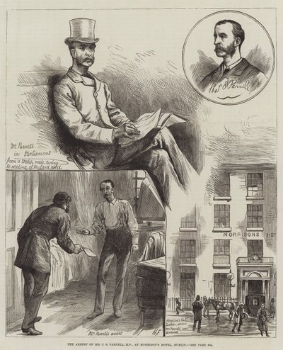 A prisão do Sr. CS Parnell, MP, no Morrison&39;s Hotel, em Dublin de Harry Furniss