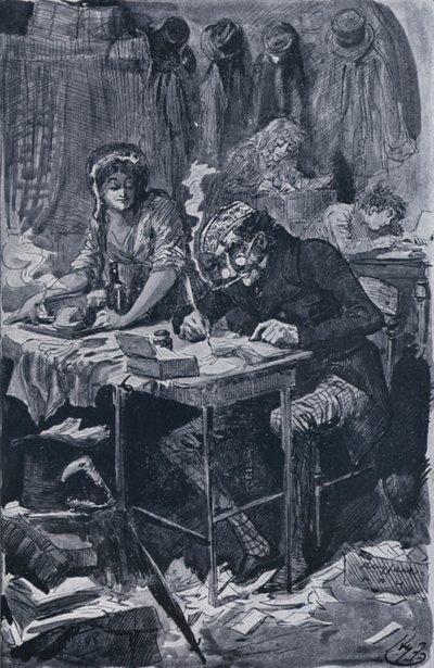 O Escritor da Carta Mendicante (litho) de Harry Furniss