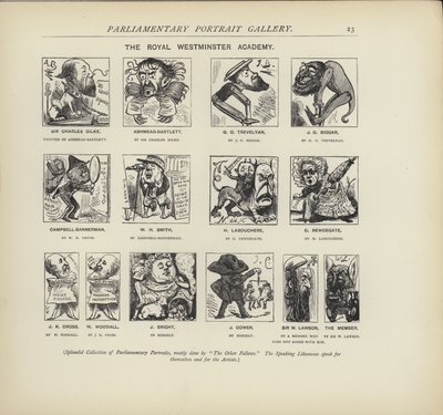 A Academia Real Westminster - imaginando como os políticos poderiam pintar uns aos outros (litho) de Harry Furniss