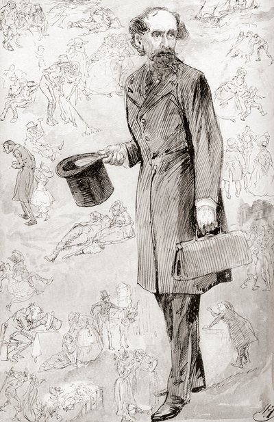 O Viajante Não-Comercial. Ilustração de Harry Furniss para o conto The Uncommercial Traveller from The Christmas Books de Charles Dickens, publicado em The Testimonial Edition of 1910. de Harry Furniss