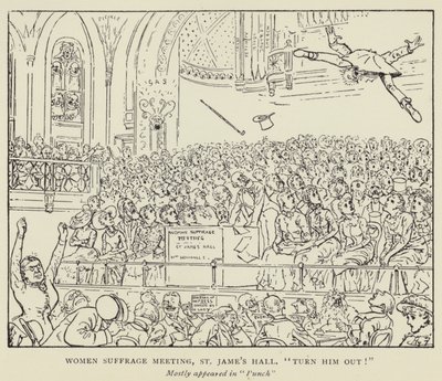 Reunião do Sufrágio das Mulheres, St James Hall, Apague-o! de Harry Furniss