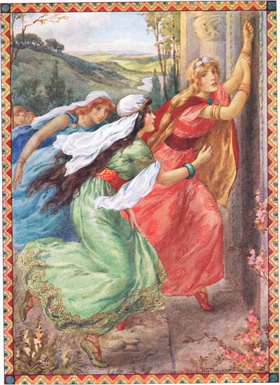 Emer chegou primeiro à porta (da secção dos Campeões) (litografia a cores) de Harry George Theaker