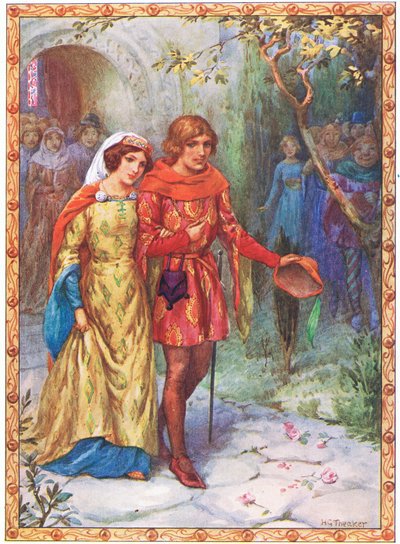 Casou com uma senhora de alta estirpe (de A História de Gamelyn) (litografia a cores) de Harry George Theaker
