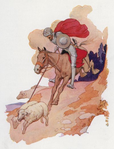 Ilustração para Dom Quixote (litografia a cores) de Harry George Theaker