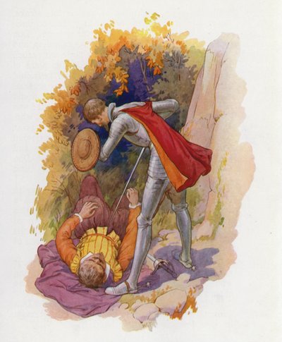 Ilustração para Dom Quixote (litografia a cores) de Harry George Theaker
