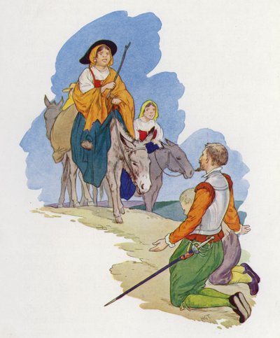Ilustração para Dom Quixote (litografia a cores) de Harry George Theaker