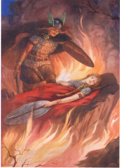 Sigurd e Brynhild" de "A Espada dos Volsungos" ilustrado em "Children
