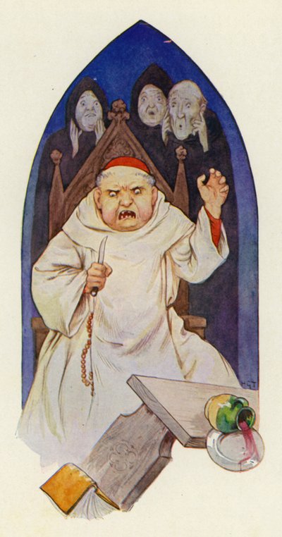Dizem que o abade Hugo delirou de raiva (litografia a cores) de Harry George Theaker