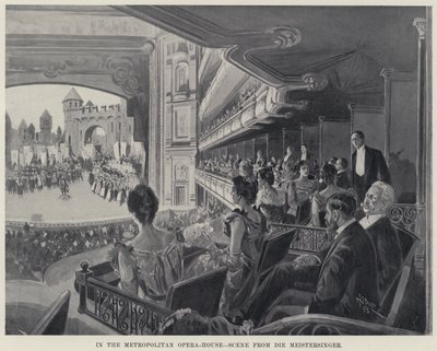 Na Opera-House Metropolitana, Cena de Die Meistersinger (litho) de Harry Grant Dart