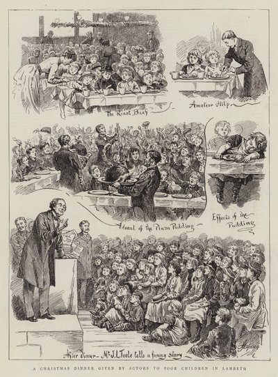 Um jantar de Natal dado por atores para crianças pobres em Lambeth de Harry Hamilton Johnston