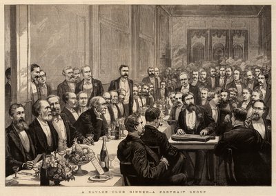 Um jantar do Savage Club, um grupo Portrait de Harry Hamilton Johnston