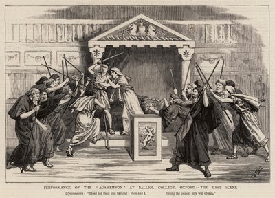Desempenho do Agamenon no Balliol College, Oxford, a última cena de Harry Hamilton Johnston