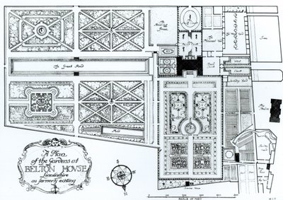 Um plano dos jardins em Belton House, Lincolnshire, como anteriormente existente, c.1900 de Harry Inigo Triggs
