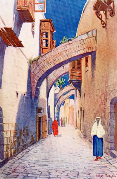 A Via Dolorosa, Jerusalém, Palestina, c. 1910, de A Book of Modern Palestine de Richard Penlake pub. c.1910 de Harry Morley