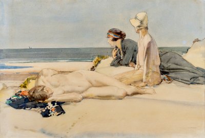 Uma praia isolada e uma vela distante de Harry Watson