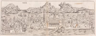 Reimpressão de 1930 da vista de Veneza da Crónica de Nuremberga (cortada) de Hartmann Schedel