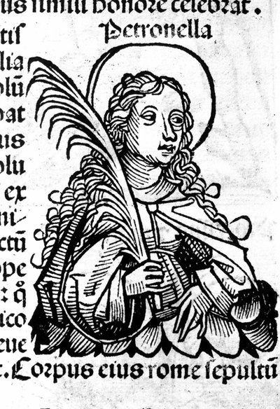 Retrato de Santa Petronilha. Xilografia após "The Nuremberg Chronicles", de Hartmann Schedel. Nuremberga 1497 de Hartmann Schedel