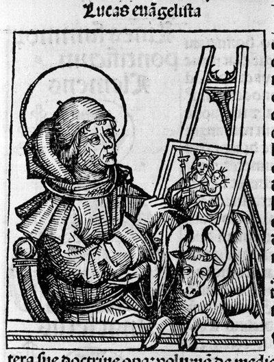 Representação do Evangelista São Lucas. Gravura de "Liber chronicarum" (Crónicas de Nuremberga) de Hartmann Schedel 1493 de Hartmann Schedel