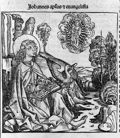 Representação do evangelista São João. Gravura de "Liber chronicarum" (Crónicas de Nuremberga) de Hartmann Schedel 1493 de Hartmann Schedel