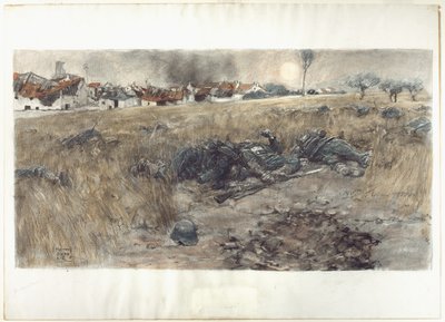 A Lua da Colheita, c.1918 (carvão e aguarela, pastel sobre papel) de Harvey T. Dunn
