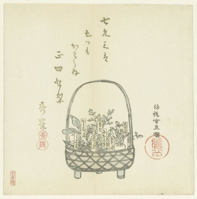 Um cesto de rebentos jovens de Hasegawa Settan