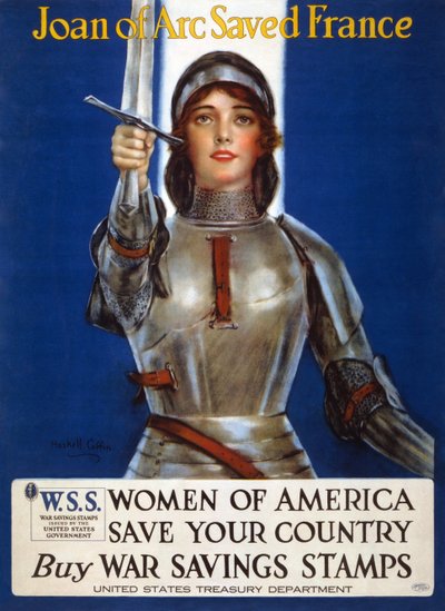 Joana d&39;Arc salvou a França - Mulheres da América, salve seu país Poster, 1918 de Haskell Coffin
