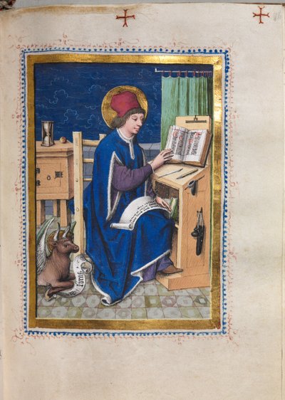 Livro do Evangelho com Retratos Evangelistas: São Lucas, 1480-1500. de Hausbuch Master