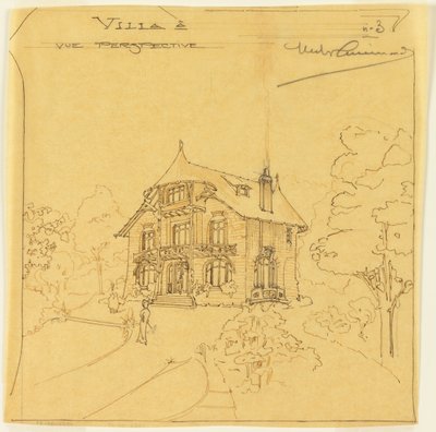 Vista em perspectiva de uma villa de Hector Guimard