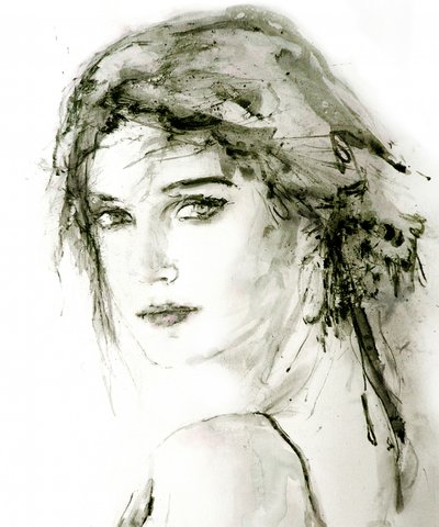Retrato de uma mulher expressiva de Hein Kocken