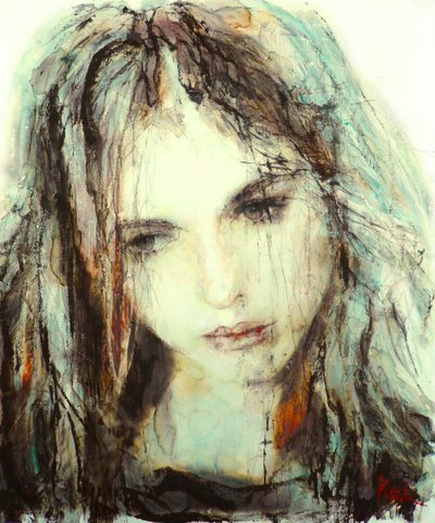 Retrato de uma mulher melancólica de Hein Kocken