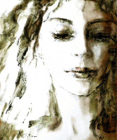 Retrato de uma mulher pensativa de Hein Kocken