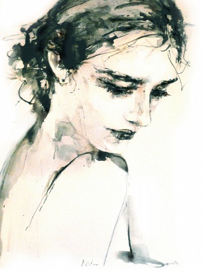 Retrato de uma mulher pensativa de Hein Kocken
