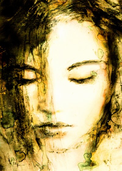 Retrato de uma mulher serena de Hein Kocken