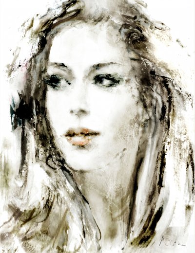 Retrato de uma mulher pensativa de Hein Kocken