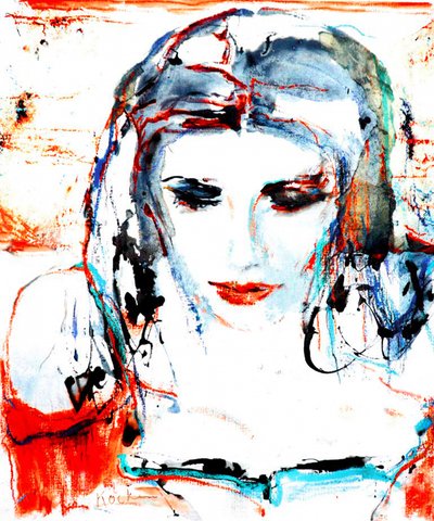 Retrato de uma mulher expressivo de Hein Kocken