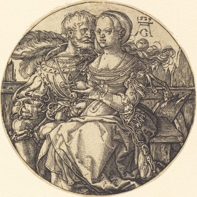 Um casal de amantes sentados de Heinrich Aldegrever