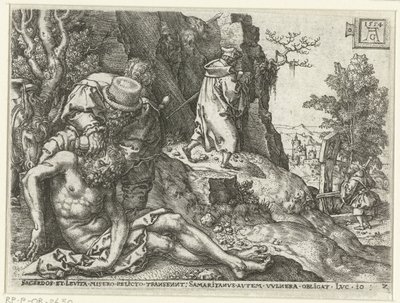 Bom Samaritano cuida das feridas Parábola do Bom Samaritano (título da série) de Heinrich Aldegrever