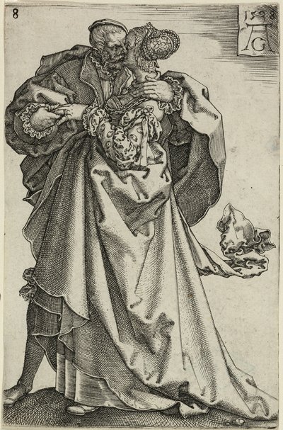Casal Dançarino, prato oito de The Large Wedding-Dancers de Heinrich Aldegrever