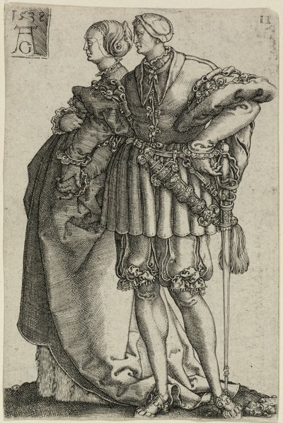 Casal Dançarino, prato onze de The Large Wedding-Dancers de Heinrich Aldegrever